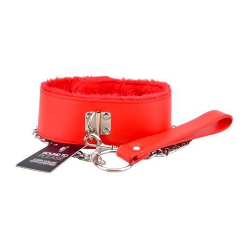 Bound to Please Furry Collar with Leash Red - Image 3