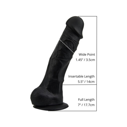 Loving Joy 7 Inch Realistic Silicone Dildo with Suction Cup and Balls Black - Image 6