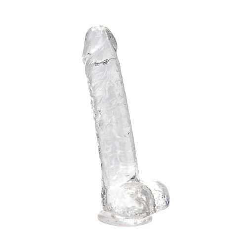 Loving Joy 8 Inch Dildo with Balls Clear - Image 3