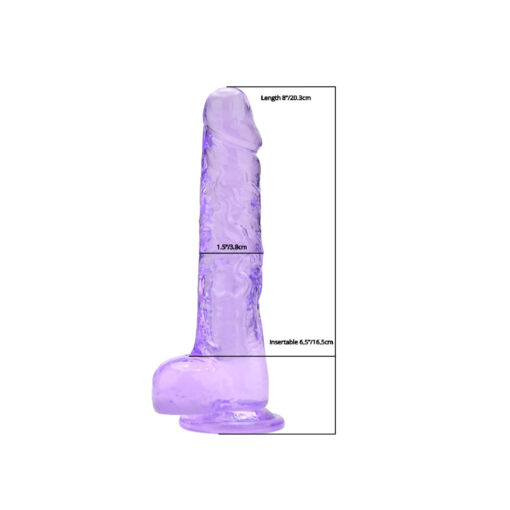 Loving Joy 8 Inch Dildo with Balls Purple - Image 6