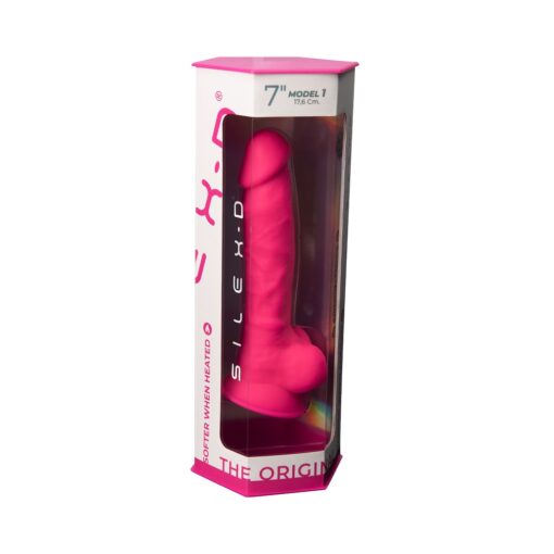 SilexD 7 inch Realistic Silicone Dual Density Dildo with Suction Cup and Balls Pink - Image 8