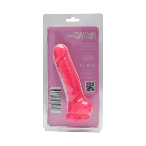 Loving Joy 7 Inch Realistic Silicone Dildo with Suction Cup and Balls Pink - Image 8