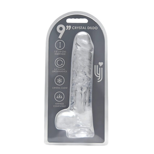 Loving Joy 9 Inch Dildo with Balls Clear - Image 8