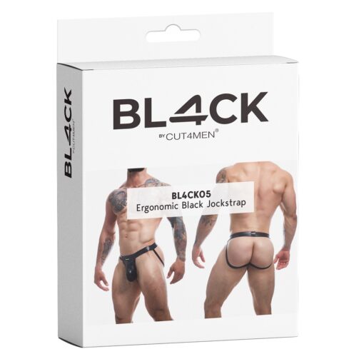 C4M Ergonomic Black Leatherette Jockstrap - Image 4