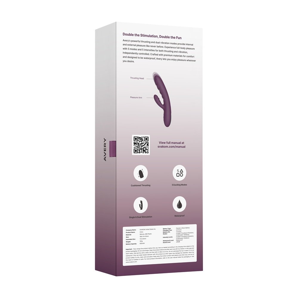 Svakom Avery Thrusting Vibrator with Clitoral Stimulator – alternate view 7