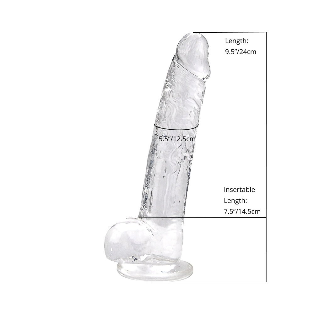 Loving Joy 9 Inch Dildo with Balls Clear – alternate view 6