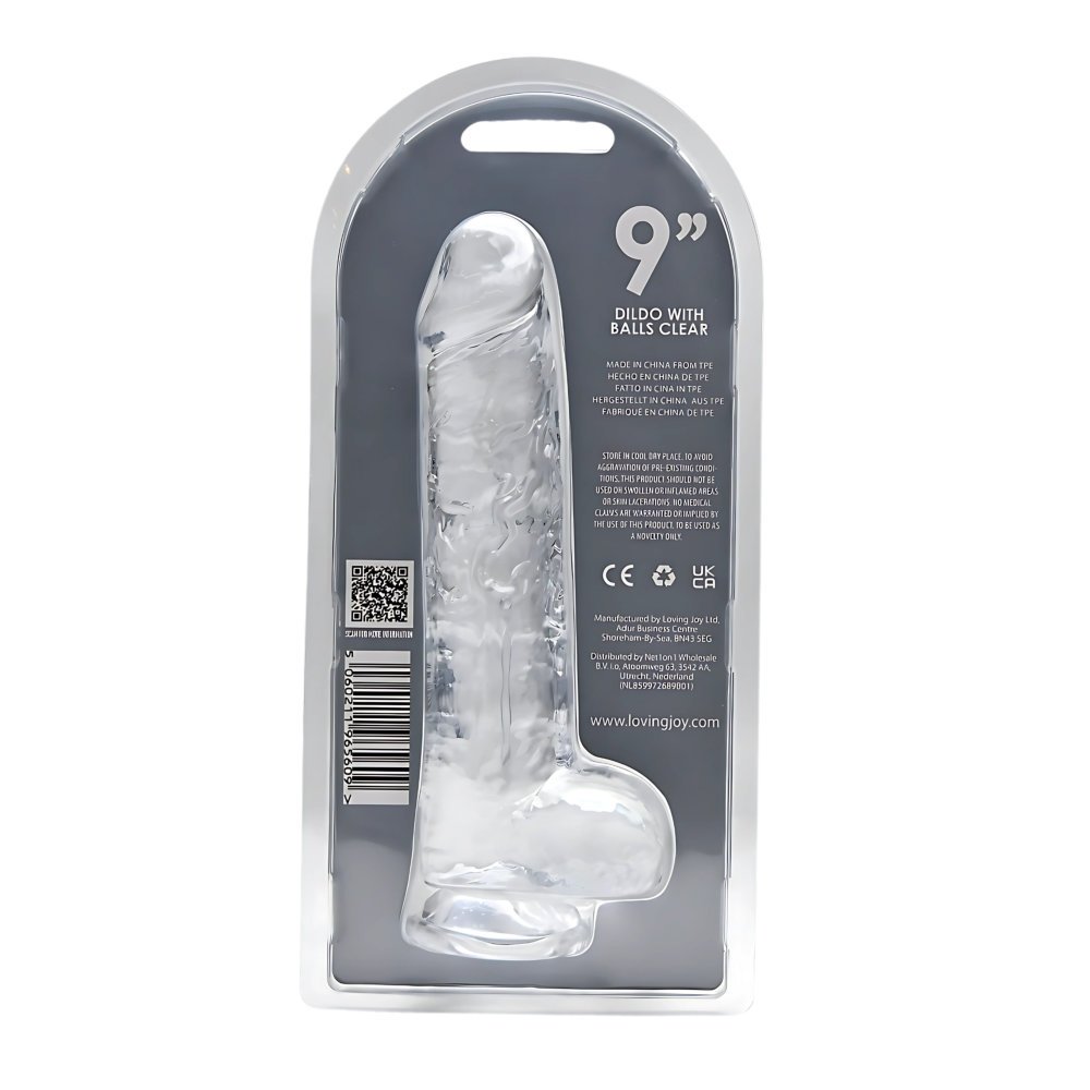 Loving Joy 9 Inch Dildo with Balls Clear – alternate view 8