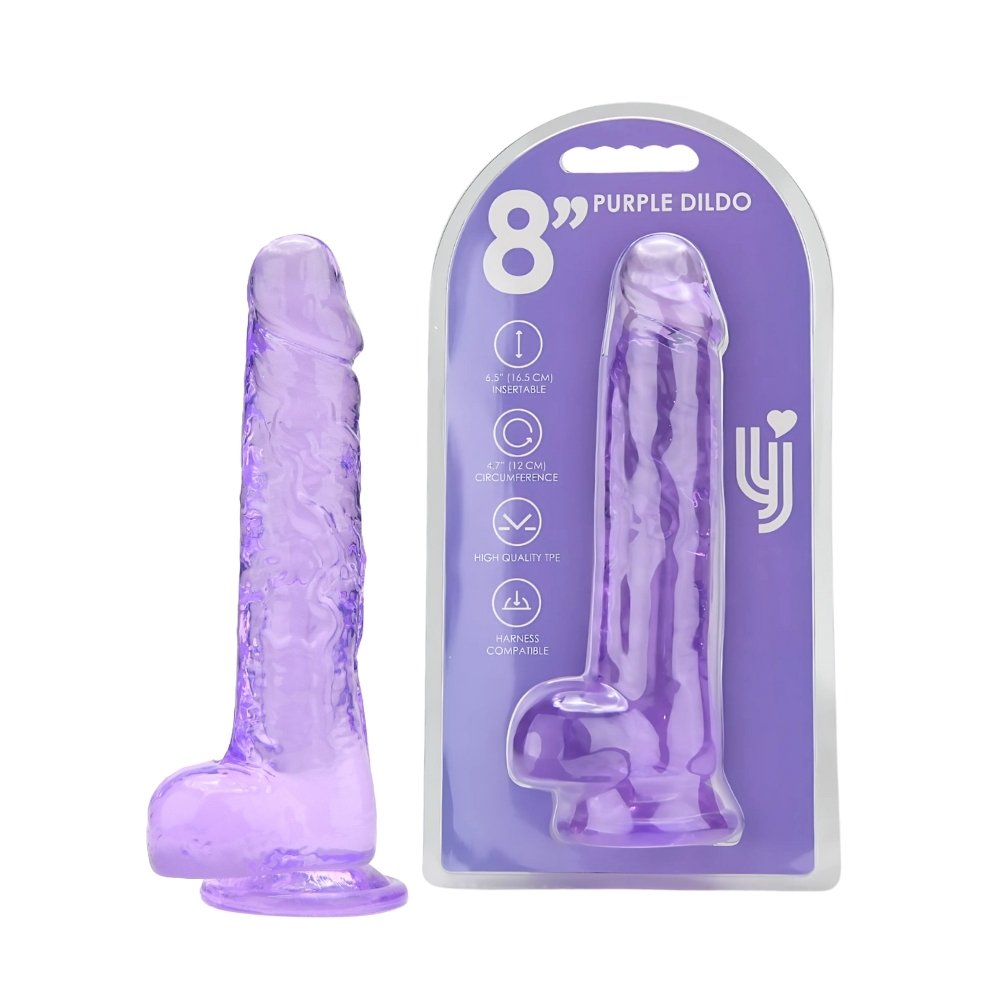 Loving Joy 8 Inch Dildo with Balls Purple – alternate view 6