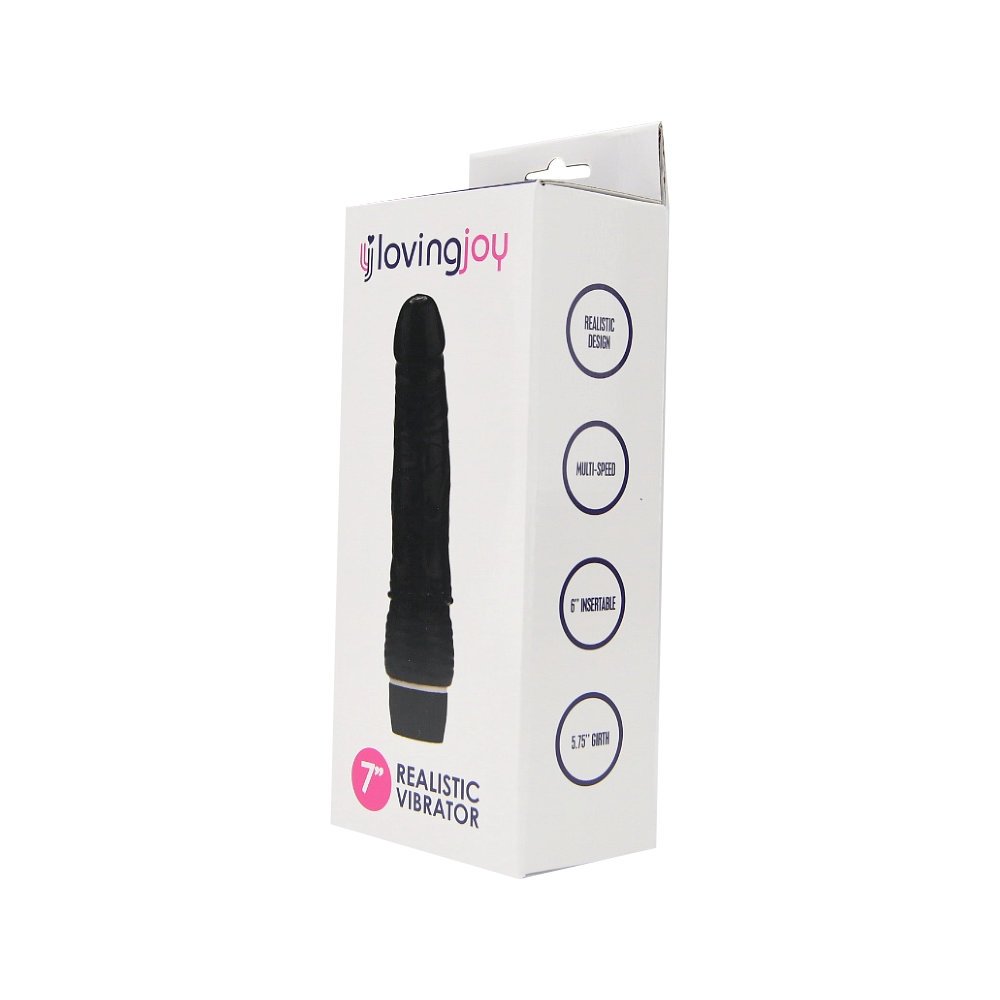 Loving Joy 7 inch Realistic Vibrator Black – alternate view 7