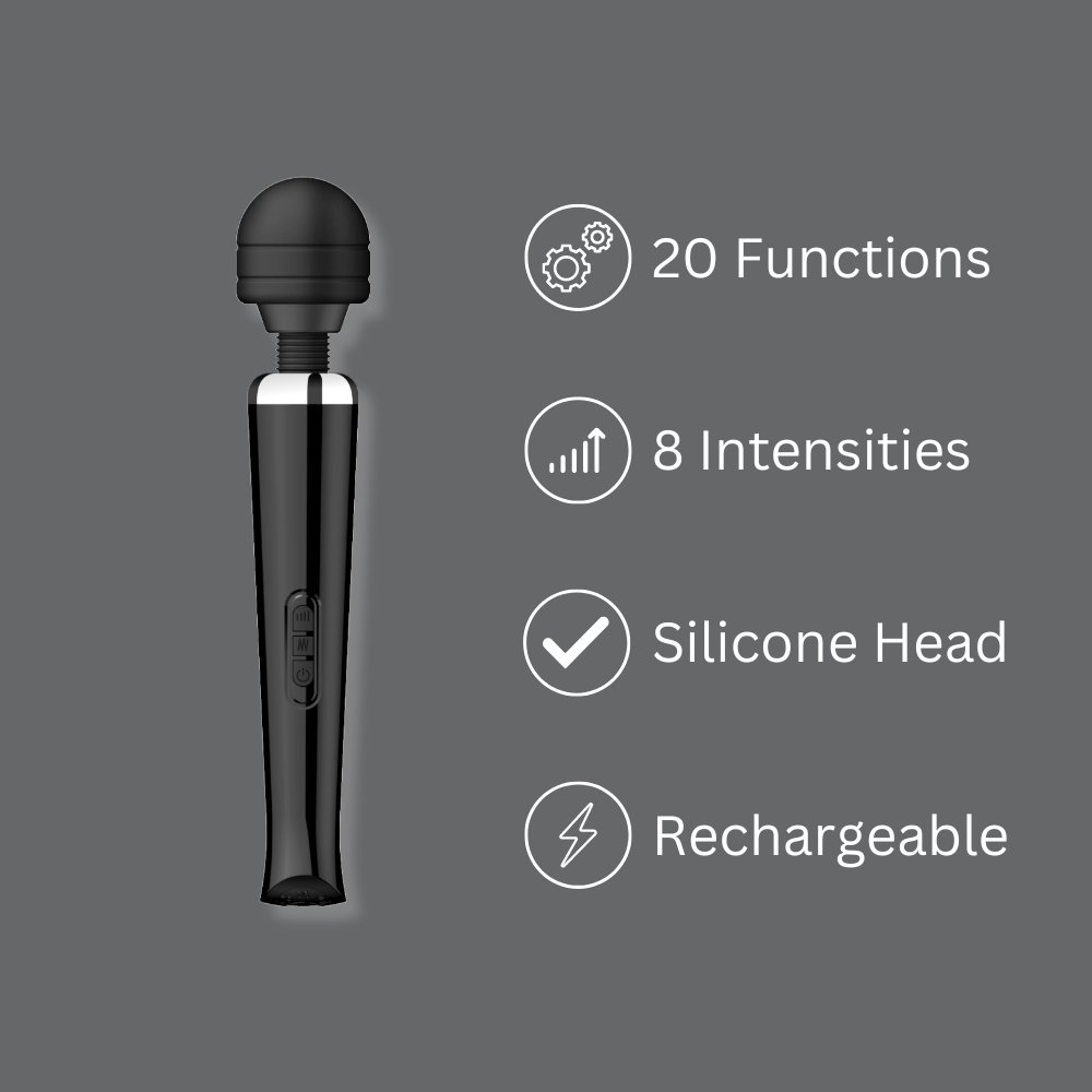 Loving Joy Rechargeable Magic Wand Vibrator Black – alternate view 2