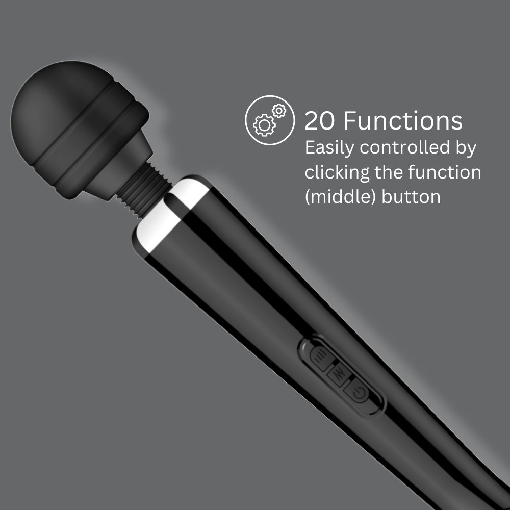 Loving Joy Rechargeable Magic Wand Vibrator Black – alternate view 3