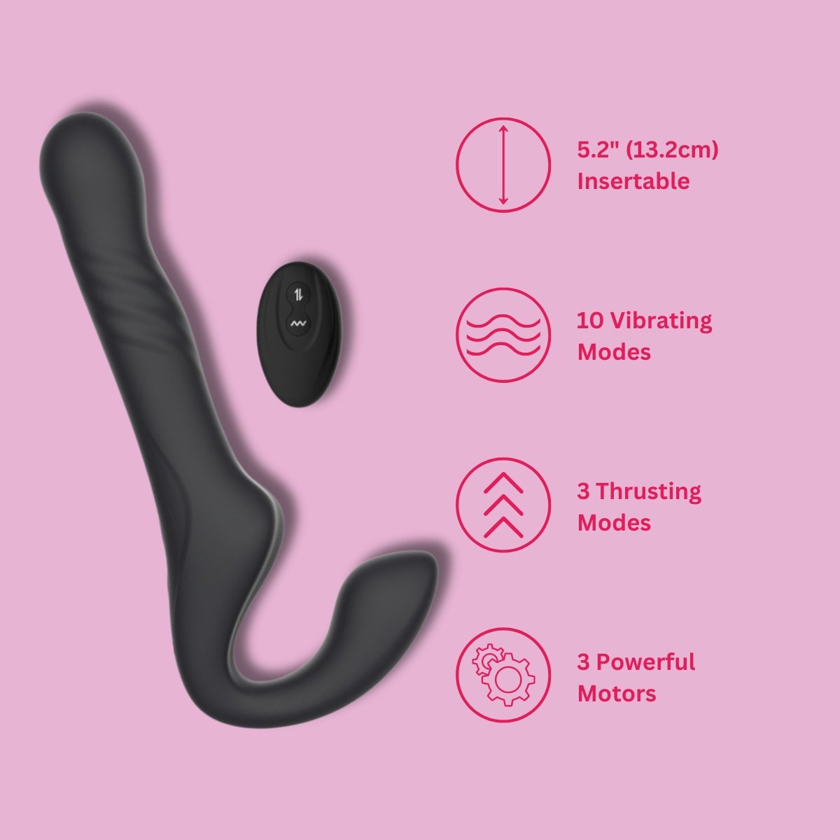 Mina Surge Remote Thrusting & Vibrating Strapless Strap On – alternate view 9