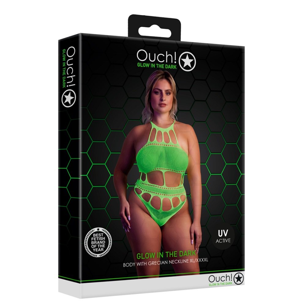 Cut Out Thong Bodysuit Neon Green Plus Size – alternate view 2