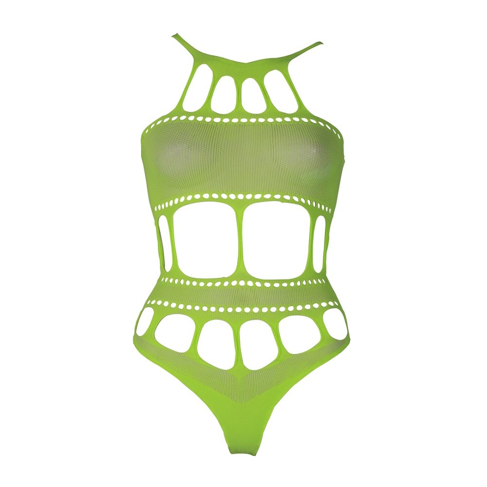 Cut Out Thong Bodysuit Neon Green Plus Size – alternate view 6