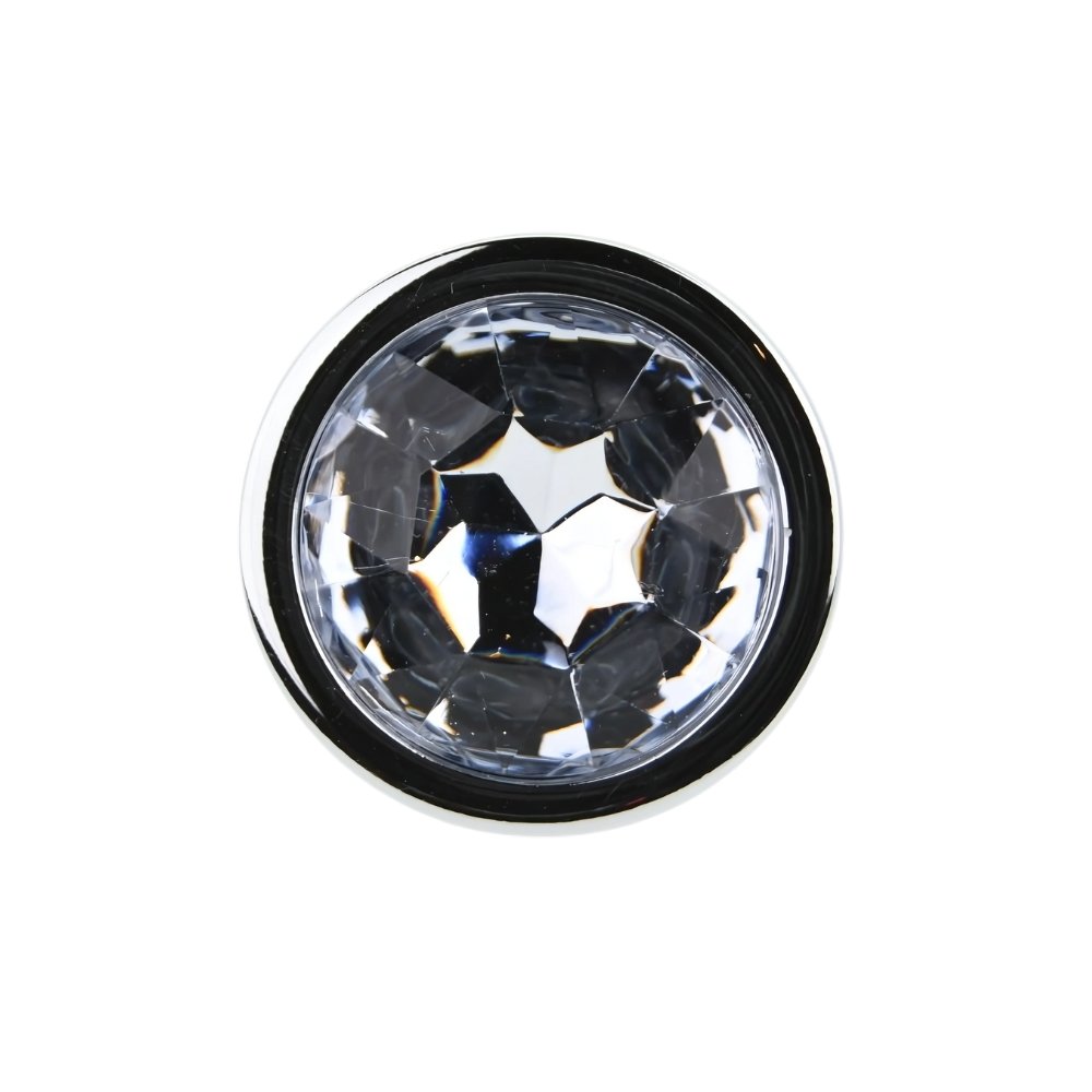 Toosh Silver Metal Butt Plug Medium Clear Stone - Image 5