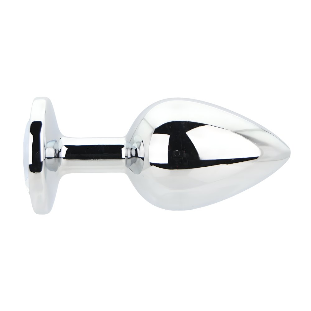 Toosh Silver Metal Butt Plug Large Clear Stone - Image 3