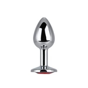 Toosh Silver Metal Butt Plug Small Red Stone