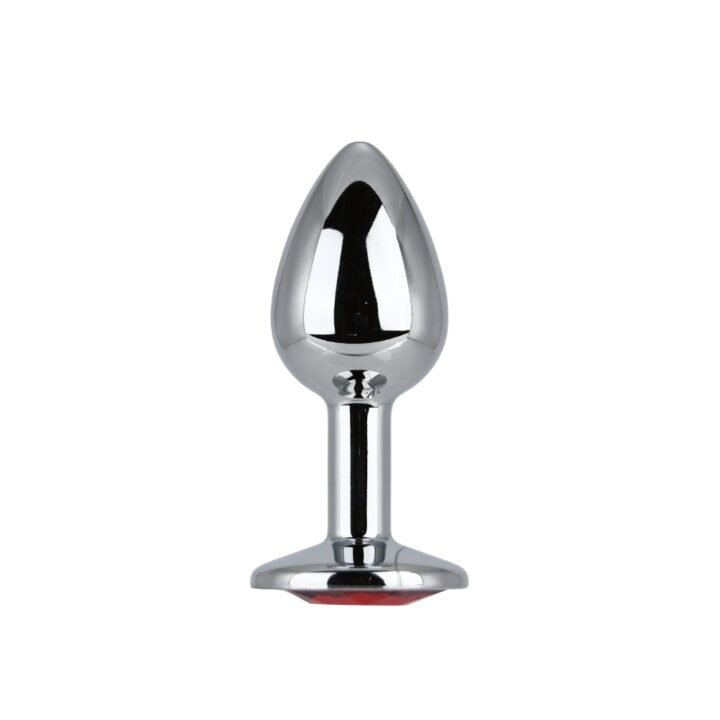 Toosh Silver Metal Butt Plug Small Red Stone