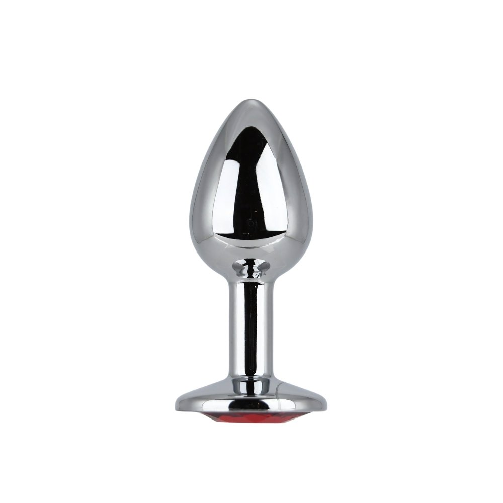 Toosh Silver Metal Butt Plug Small Red Stone