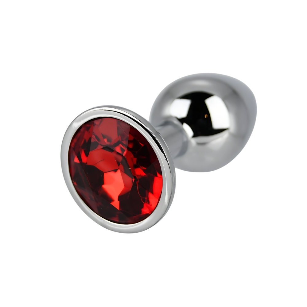 Toosh Silver Metal Butt Plug Small Red Stone – alternate view 3