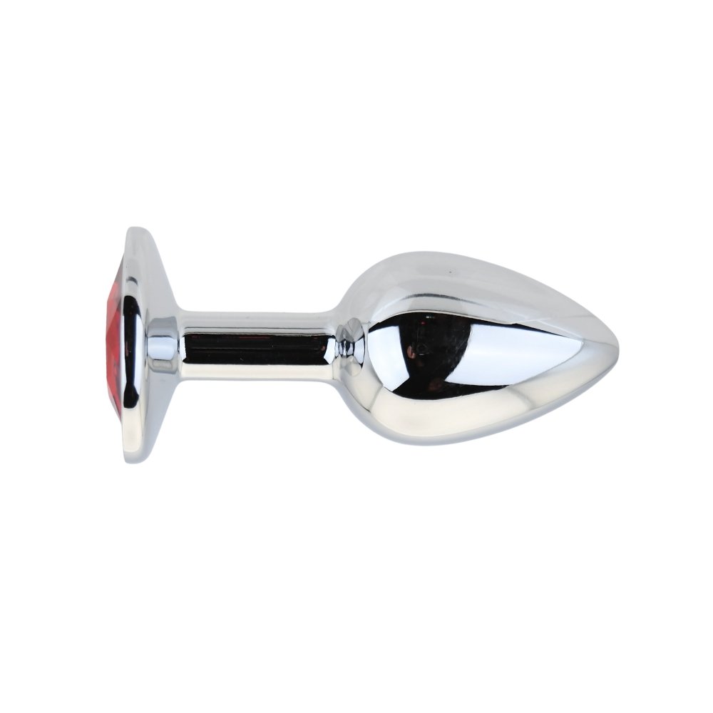 Toosh Silver Metal Butt Plug Small Red Stone – alternate view 5