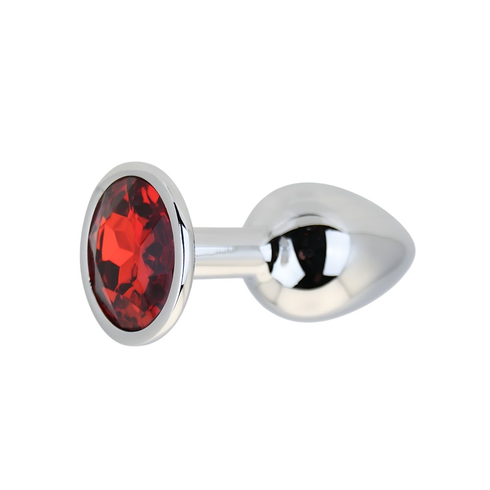 Toosh Silver Metal Butt Plug Small Red Stone – alternate view 2