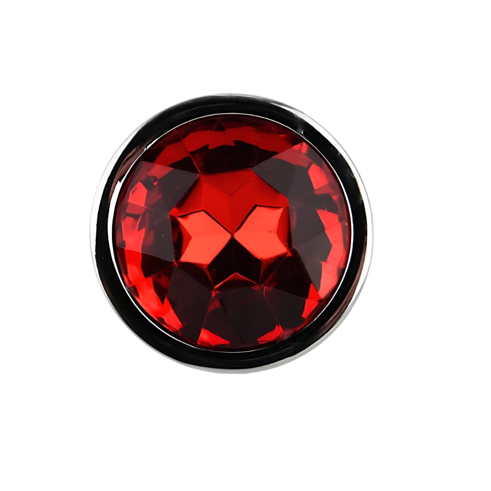 Toosh Silver Metal Butt Plug Small Red Stone – alternate view 4