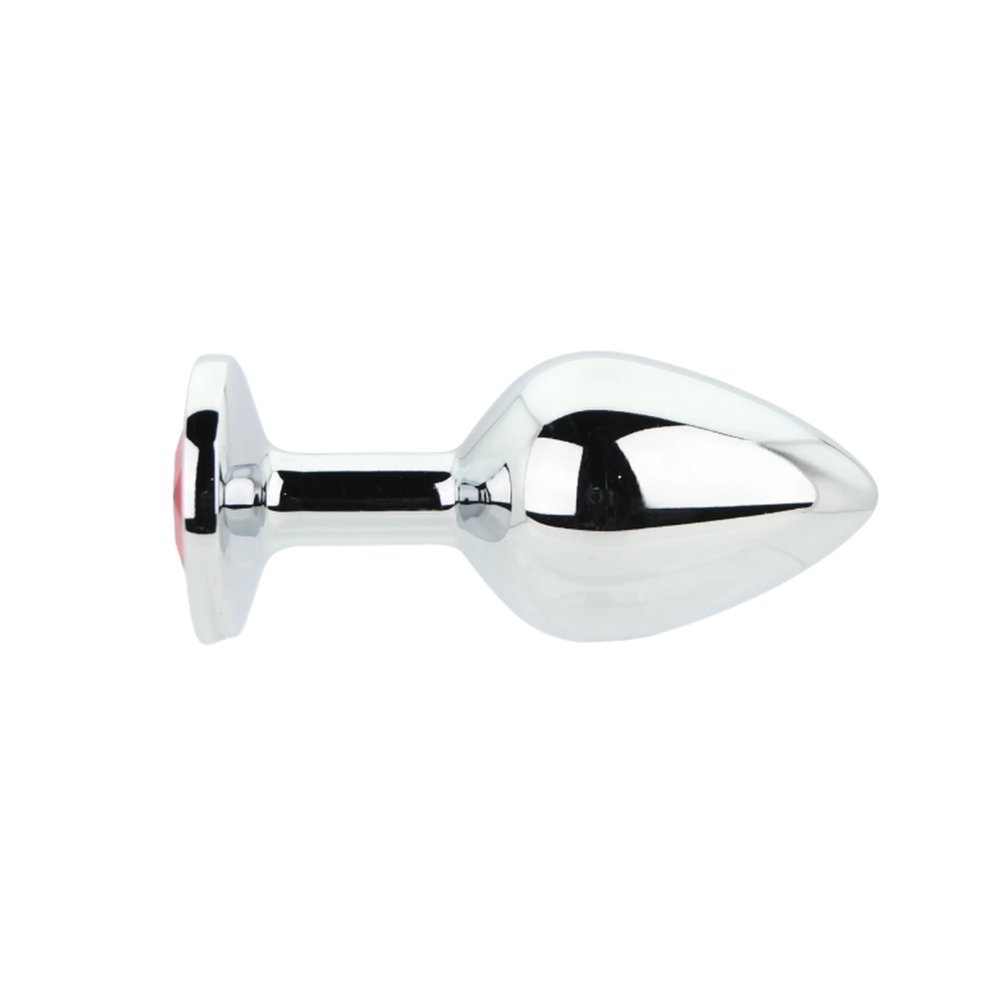Toosh Silver Metal Butt Plug Medium Red Stone - Image 4