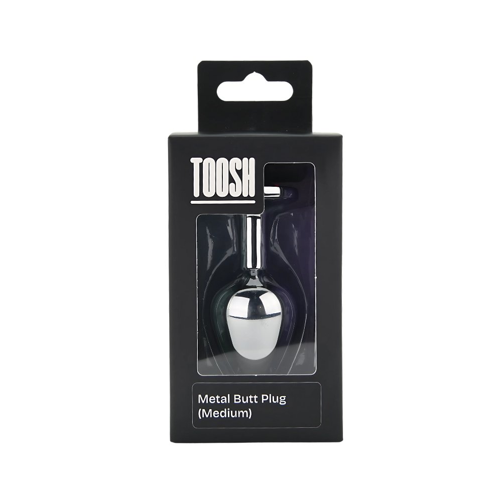 Toosh Silver Metal Butt Plug Medium Red Stone - Image 9