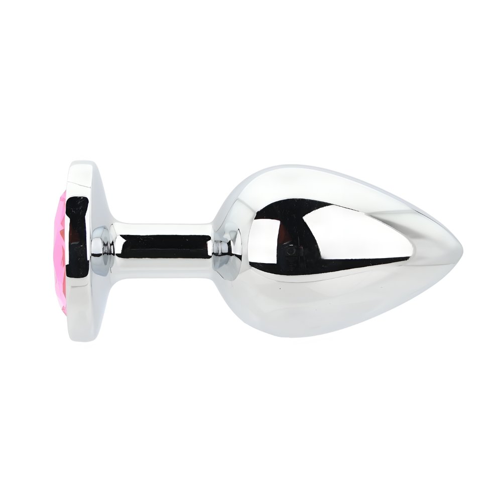 Toosh Silver Metal Butt Plug Large Pink Stone - Image 3