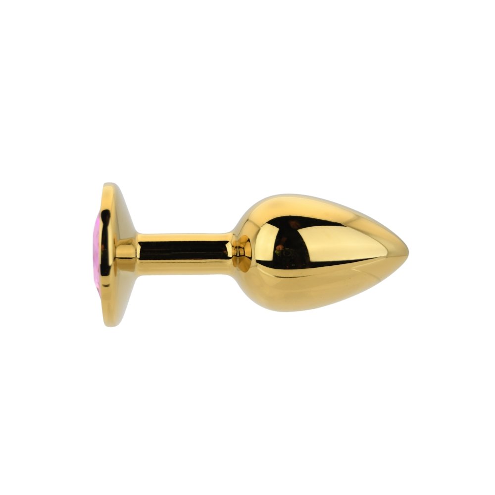 Toosh Gold Metal Butt Plug Small Pink Stone – alternate view 2