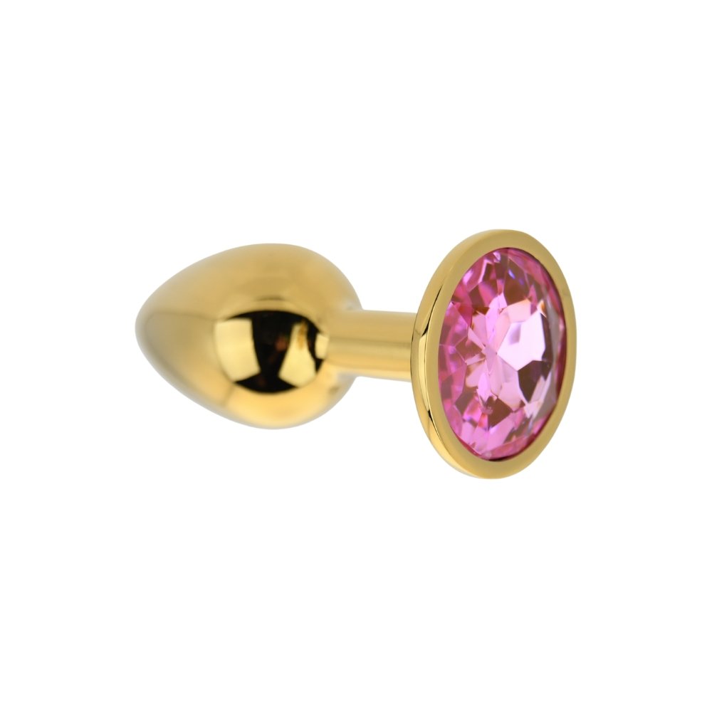 Toosh Gold Metal Butt Plug Small Pink Stone – alternate view 4