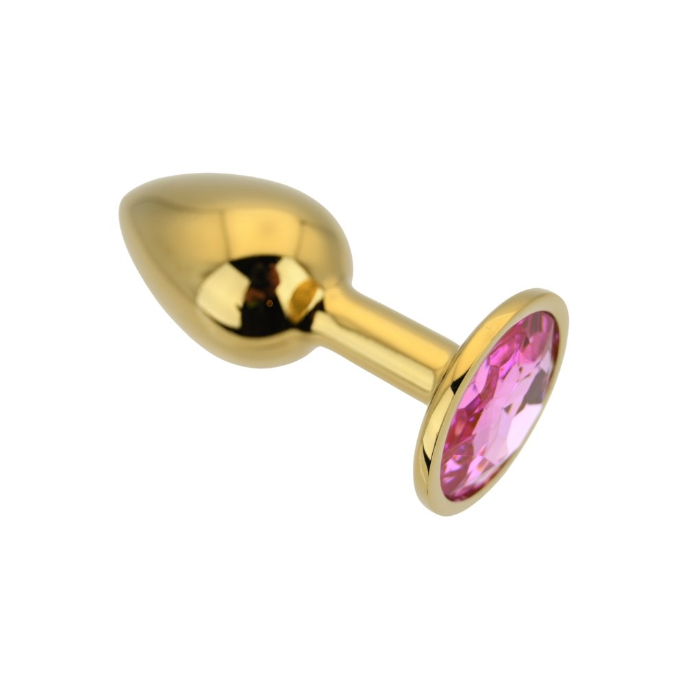 Toosh Gold Metal Butt Plug Small Pink Stone – alternate view 5