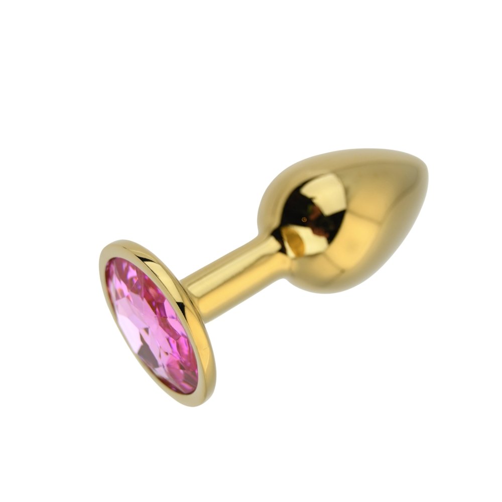 Toosh Gold Metal Butt Plug Small Pink Stone – alternate view 3