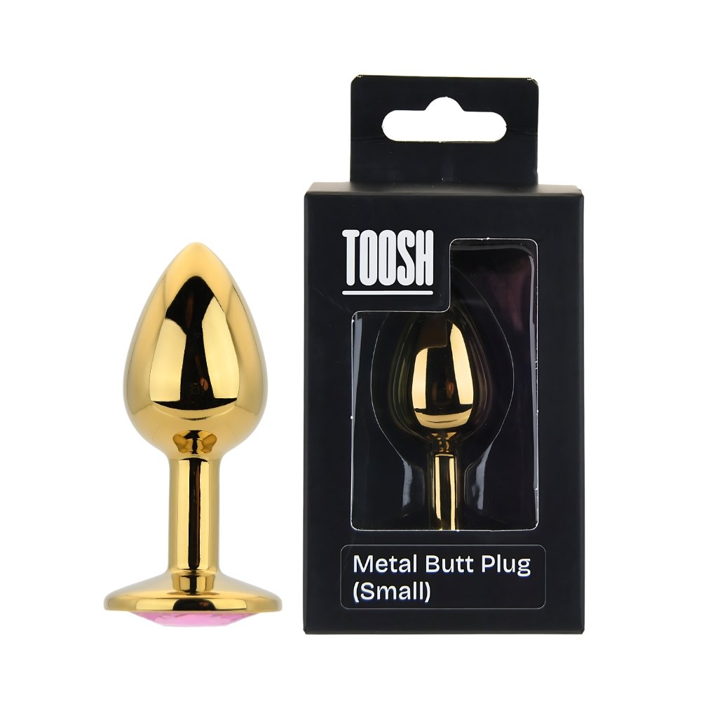 Toosh Gold Metal Butt Plug Small Pink Stone – alternate view 10