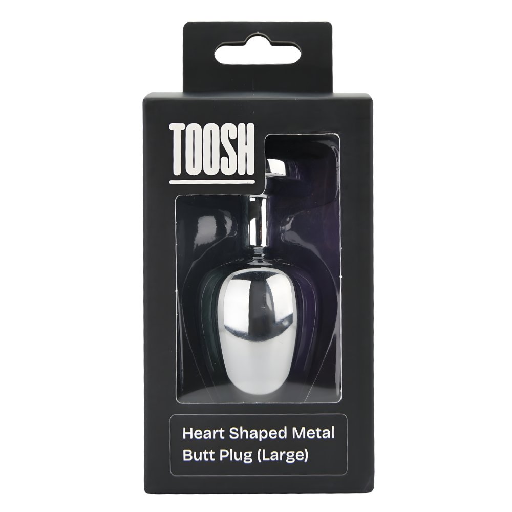 Toosh Heart Shaped Silver Butt Plug with Red Stone Large - Image 8
