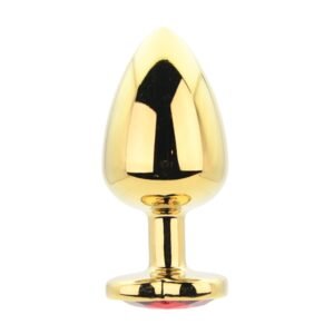 Toosh Heart Shaped Gold Butt Plug with Red Stone Large