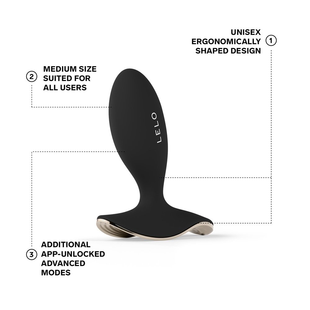 LELO Surfer 2 black unisex vibrating anal plug with ergonomic shape and app-unlocked modes