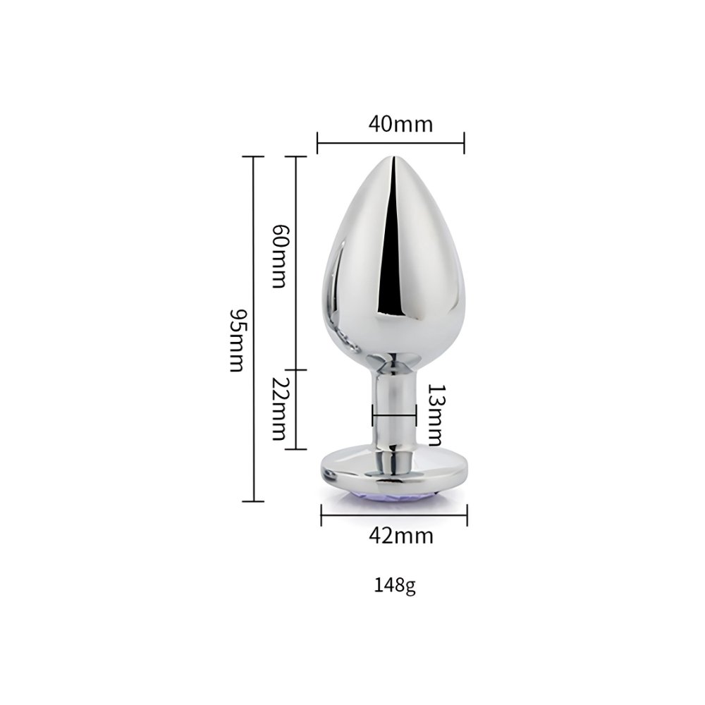 Toosh Silver Metal Butt Plug Large Clear Stone - Image 7