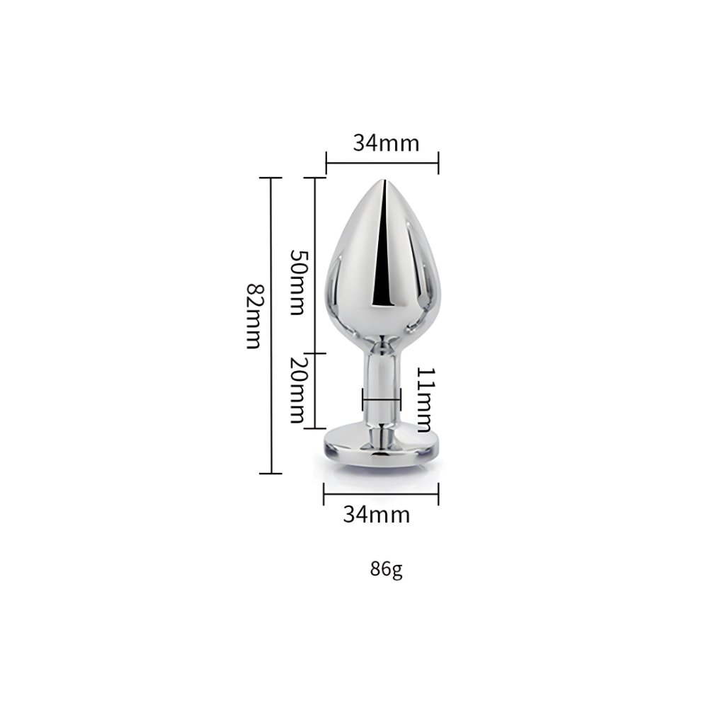 Toosh Silver Metal Butt Plug Medium Clear Stone - Image 6